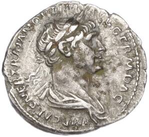 Денарий 114-117 года Римская Империя — Траян (Виртус с паразониумом) — Фото №1