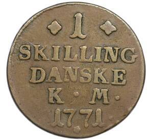 1 скиллинг 1771 года Дания — Фото №1