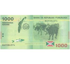 1000 франков 2015 года Бурунди — Фото №1