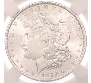1 доллар 1879 года США — в слабе DNC (MS65) — Фото №1