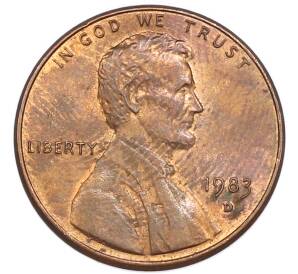 1 цент 1983 года D США — Фото №1