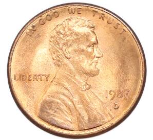 1 цент 1987 года D США — Фото №1