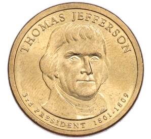 1 доллар 2007 года P США «3-й президент США Томас Джефферсон» — Фото №1