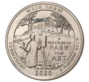 25 центов (1/4 доллара) 2020 года S США «Национальные парки — №52 Ферма Дж. А. Вейра в Коннектикуте» — Фото №1