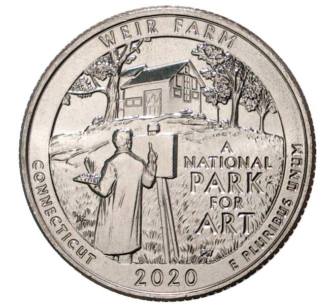 Монета 1/4 доллара (25 центов) 2020 года D США «Национальные парки — №52 Ферма Дж. А. Вейра в Коннектикуте» (Артикул: M2-38086) — Фото №1