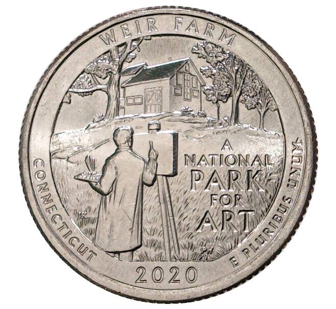 Монета 25 центов (1/4 доллара) 2020 года Р США «Национальные парки — №52 Ферма Дж. А. Вейра в Коннектикуте» (Артикул: M2-38087) — Фото №1