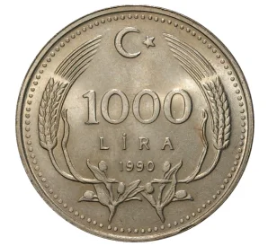 1000 лир 1990 года Турция «Охрана окружающей среды»