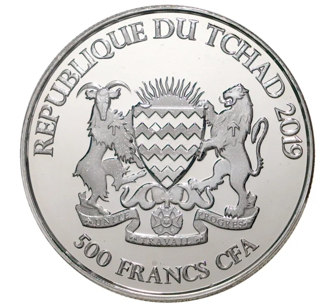 Монета 500 франков 2019 года Чад «Кельтские животные — Ирландский благородный олень» (Артикул M2-32994)