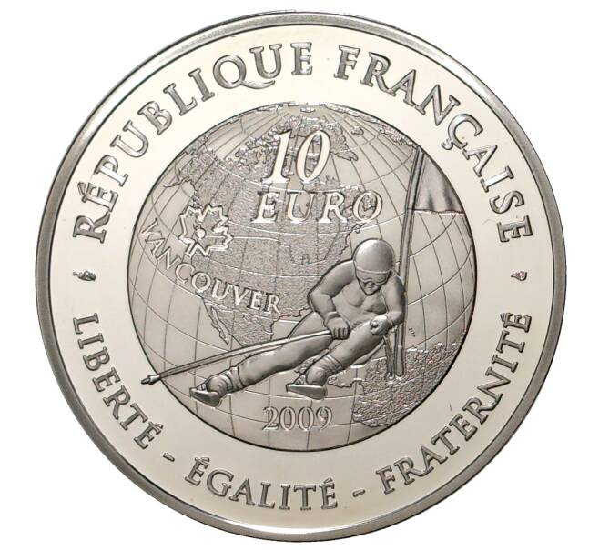 10 евро 2009 года Франция «XXI зимние Олимпийские Игры 2010 в Ванкувере» (Артикул M2-31833)
