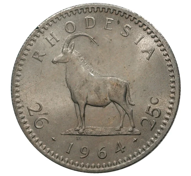Монета 2 1/2 шиллинга (25 центов) 1964 года Родезия (Артикул M2-38862)