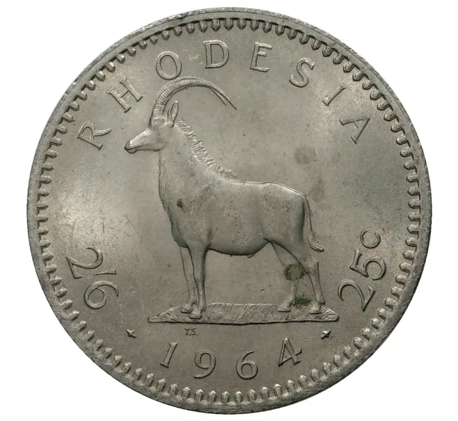 Монета 2 1/2 шиллинга (25 центов) 1964 года Родезия (Артикул M2-38863)