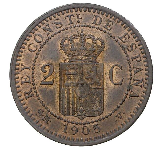 Монета 2 сентимо 1905 года Испания (Артикул M2-38960)