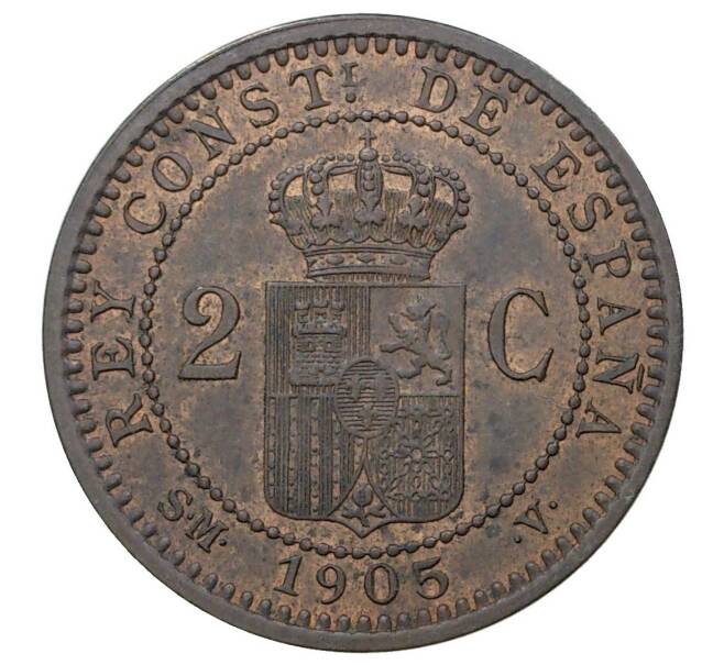 Монета 2 сентимо 1905 года Испания (Артикул M2-38963)
