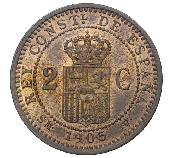 Монета 2 сентимо 1905 года Испания (Артикул M2-38964)