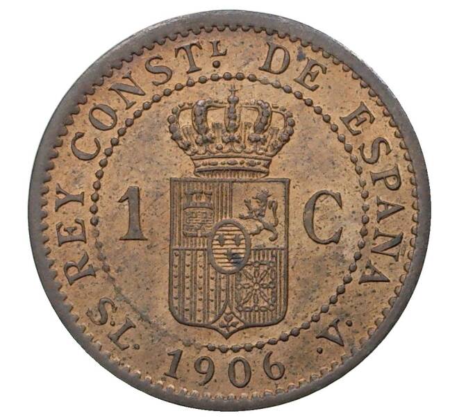 Монета 1 сентимо 1906 года Испания (Артикул M2-38984)